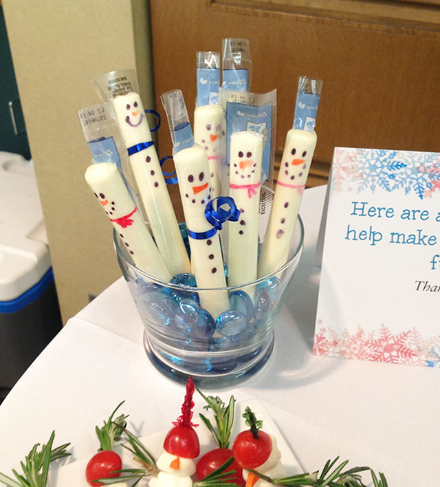 Cheese Stick Snowmen WellNotes Sarah Bush Lincoln Health System